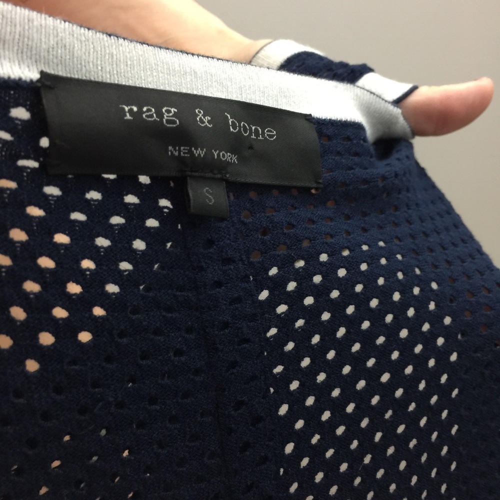 Rag & Bone Blue Striped Mesh Shift Midi Dress - Picture 5 of 8